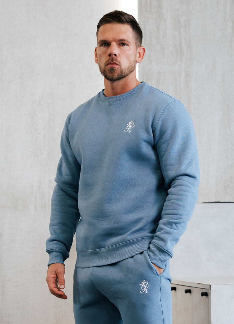 Gym King Fundamental Fleece Crew Tracksuit - Blue Shadow