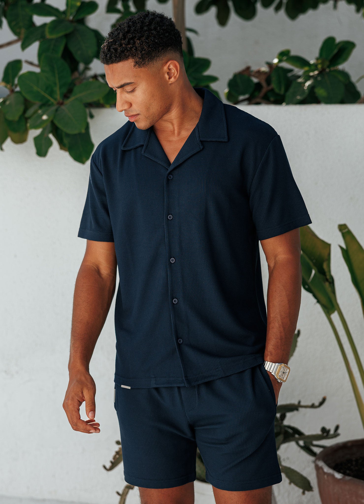 Gym King Signature Waffle Shirt - Navy