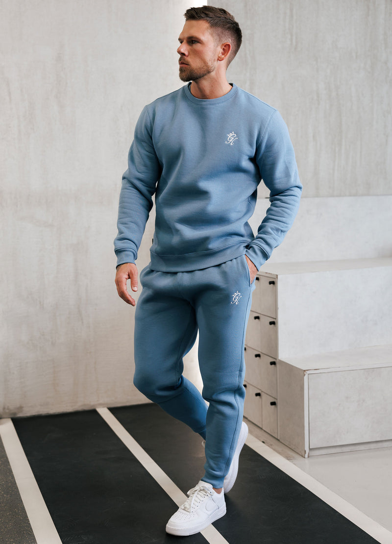 Gym King Fundamental Fleece Crew Tracksuit - Blue Shadow