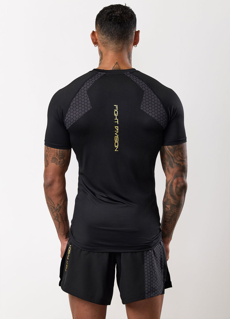 Gym King Fight Division Combat Short Sleeve Rash Guard - Black