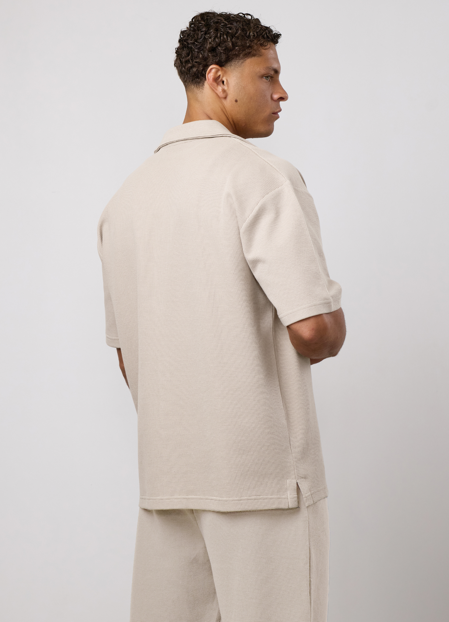 Gym King Signature Waffle Shirt - Light Stone