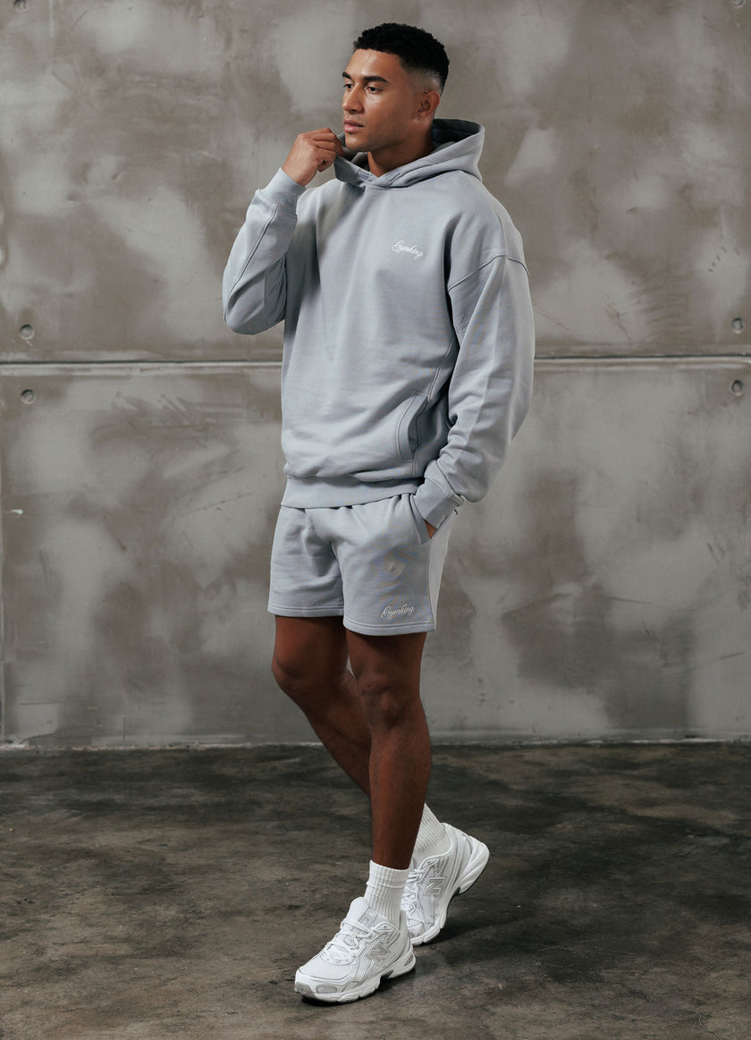 Gym King Script Relaxed Fit Hood - Urban Grey