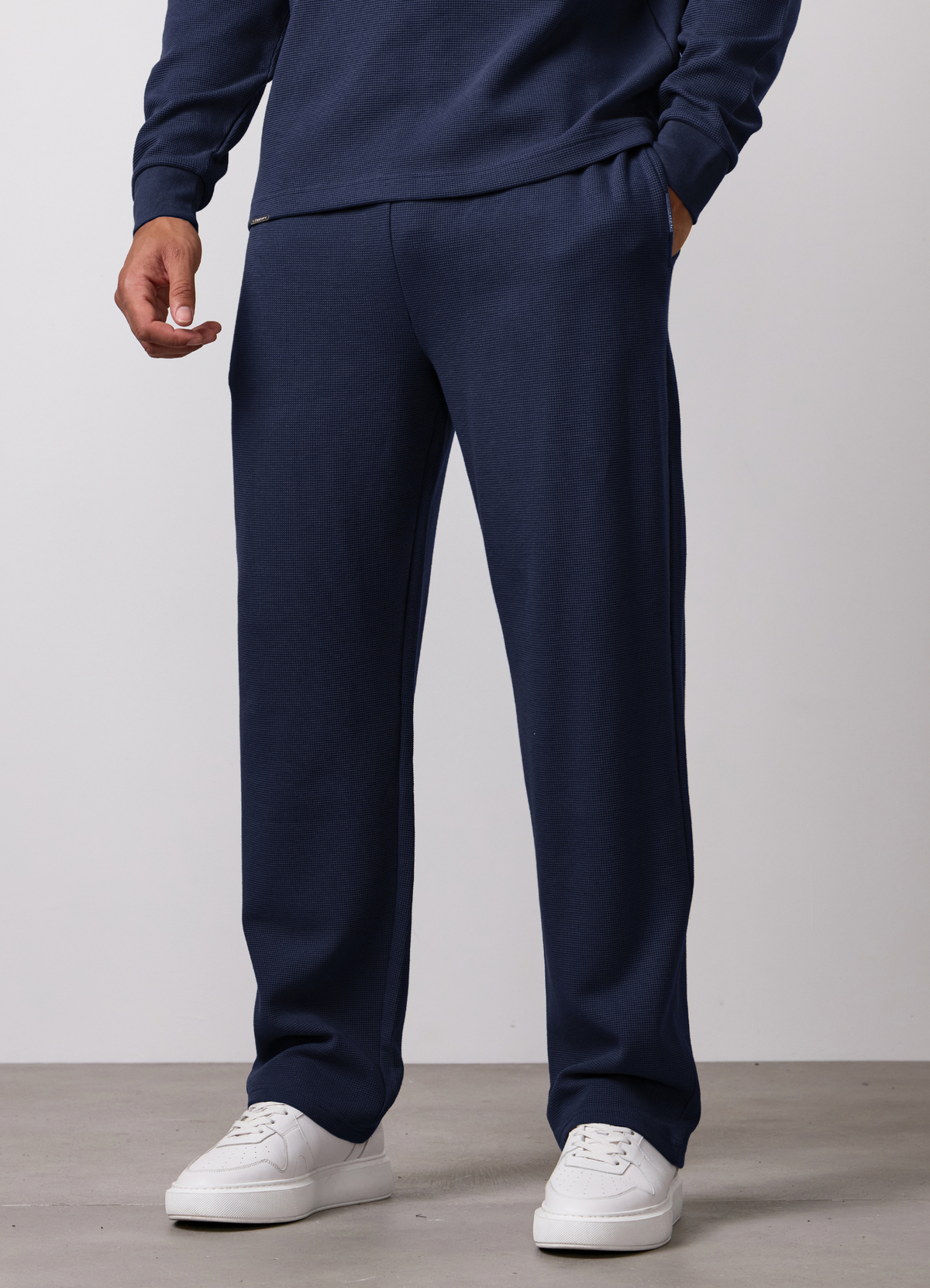 Gym King Signature Waffle Straight Leg Jogger - Navy