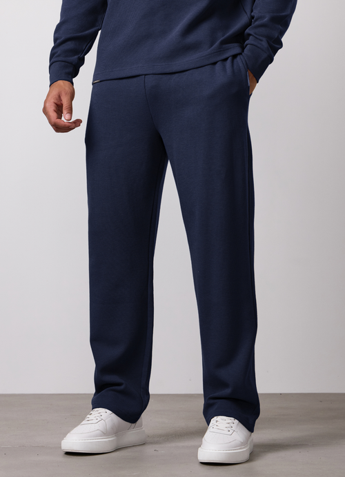 Gym King Signature Waffle Straight Leg Jogger - Navy
