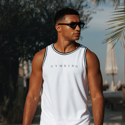 Gym King Brooklyn Mesh Vest - White/Black