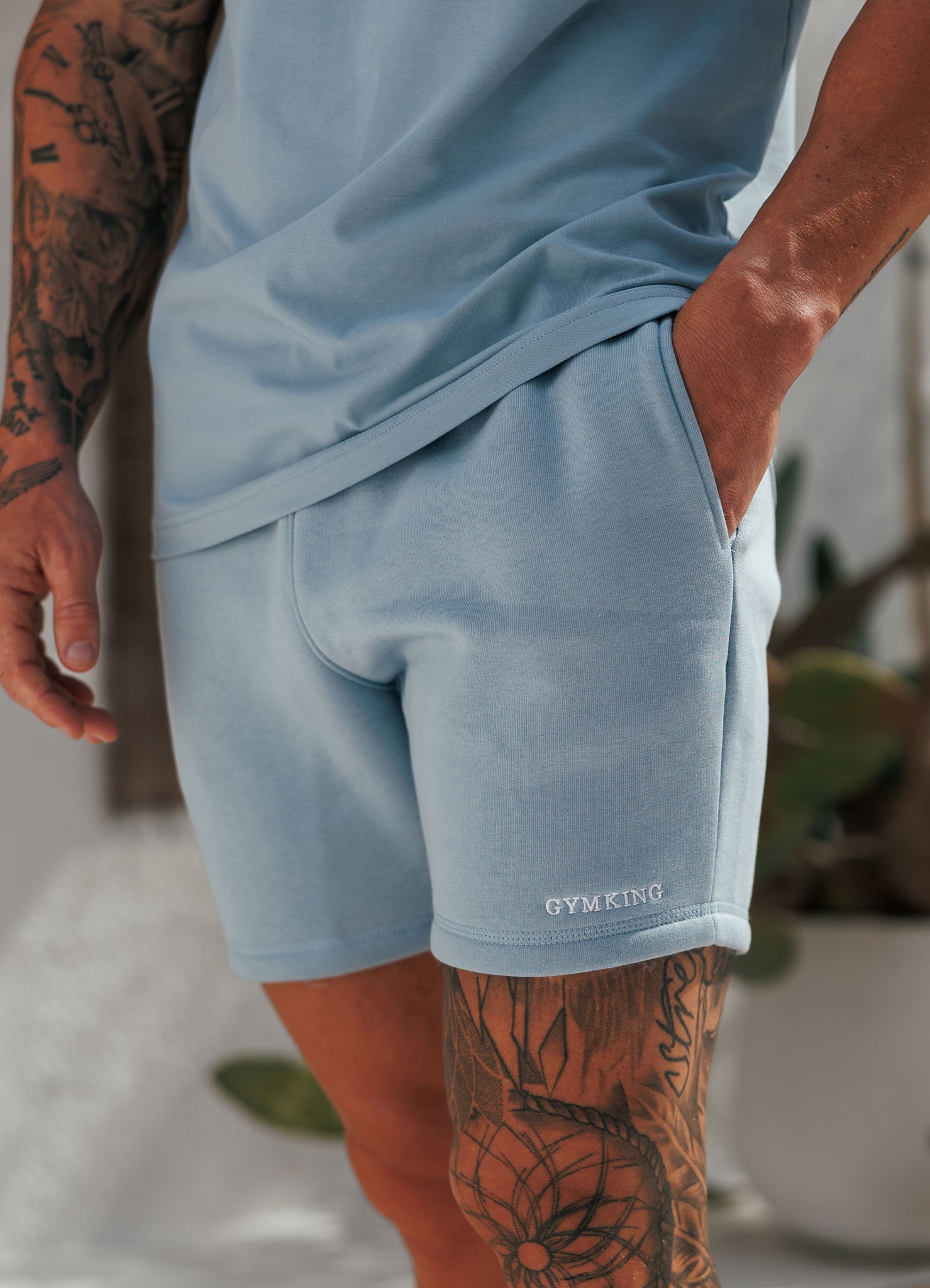 Gym King Fundamental Linear Short - Powder Blue