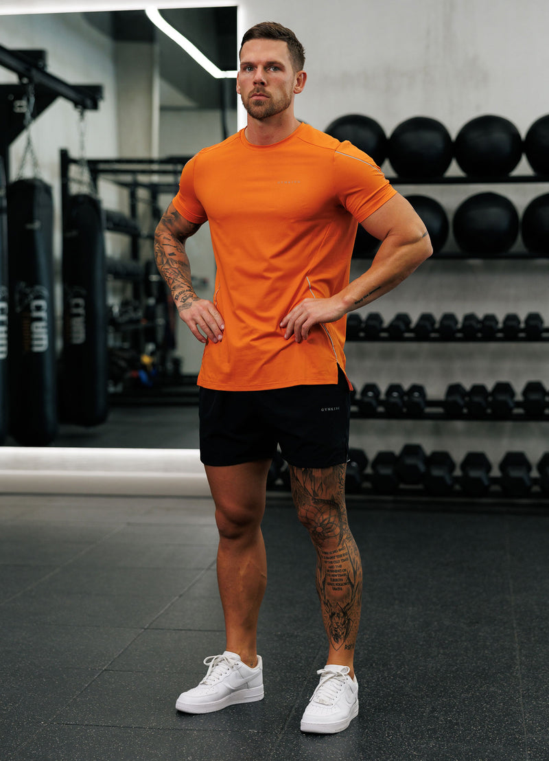 Gym King Hex All Over Print Tee - Burnt Orange