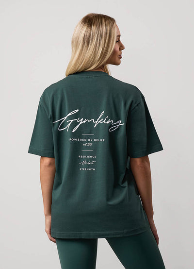 Gym King Reset Boyfriend Tee - Deep Forest Green