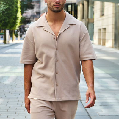 Gym King Signature Waffle Shirt - Warm Taupe