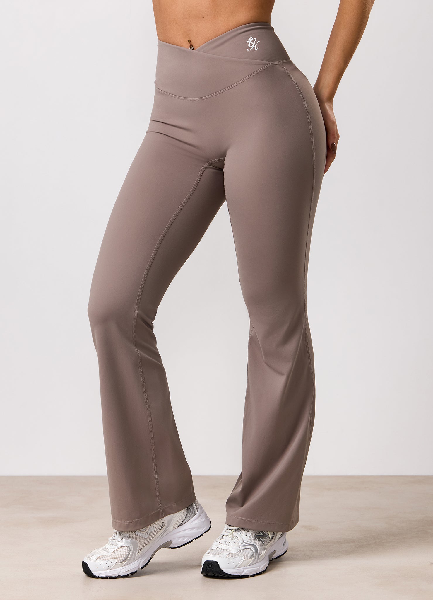 Gym King 365 Wrap Over Flared Yoga Legging - Truffle
