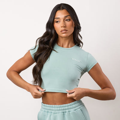 Gym King 365 Crop Jersey Tee - Green Mist