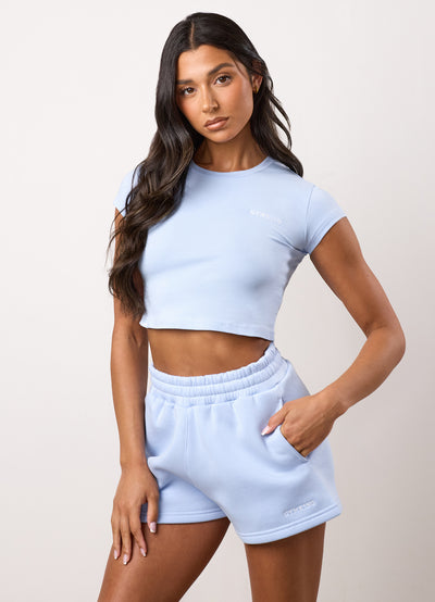 Gym King 365 Crop Jersey Tee - Hydrangea Blue