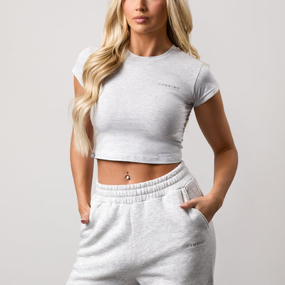 Gym King 365 Crop Jersey Tee - Snow Marl