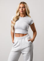 Gym King 365 Crop Jersey Tee - Snow Marl thumbnail