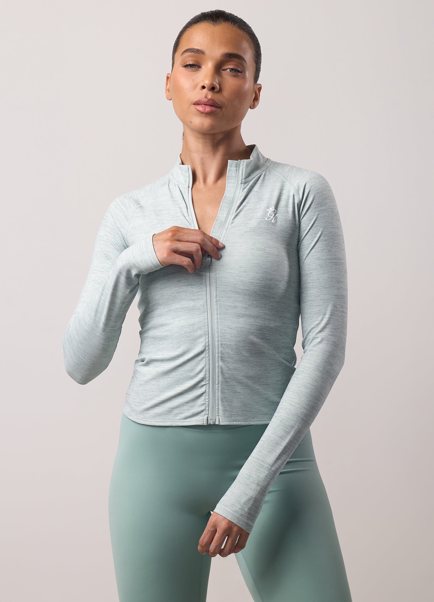 Gym King 365 Full Zip Funnel - Green Mist Grindle