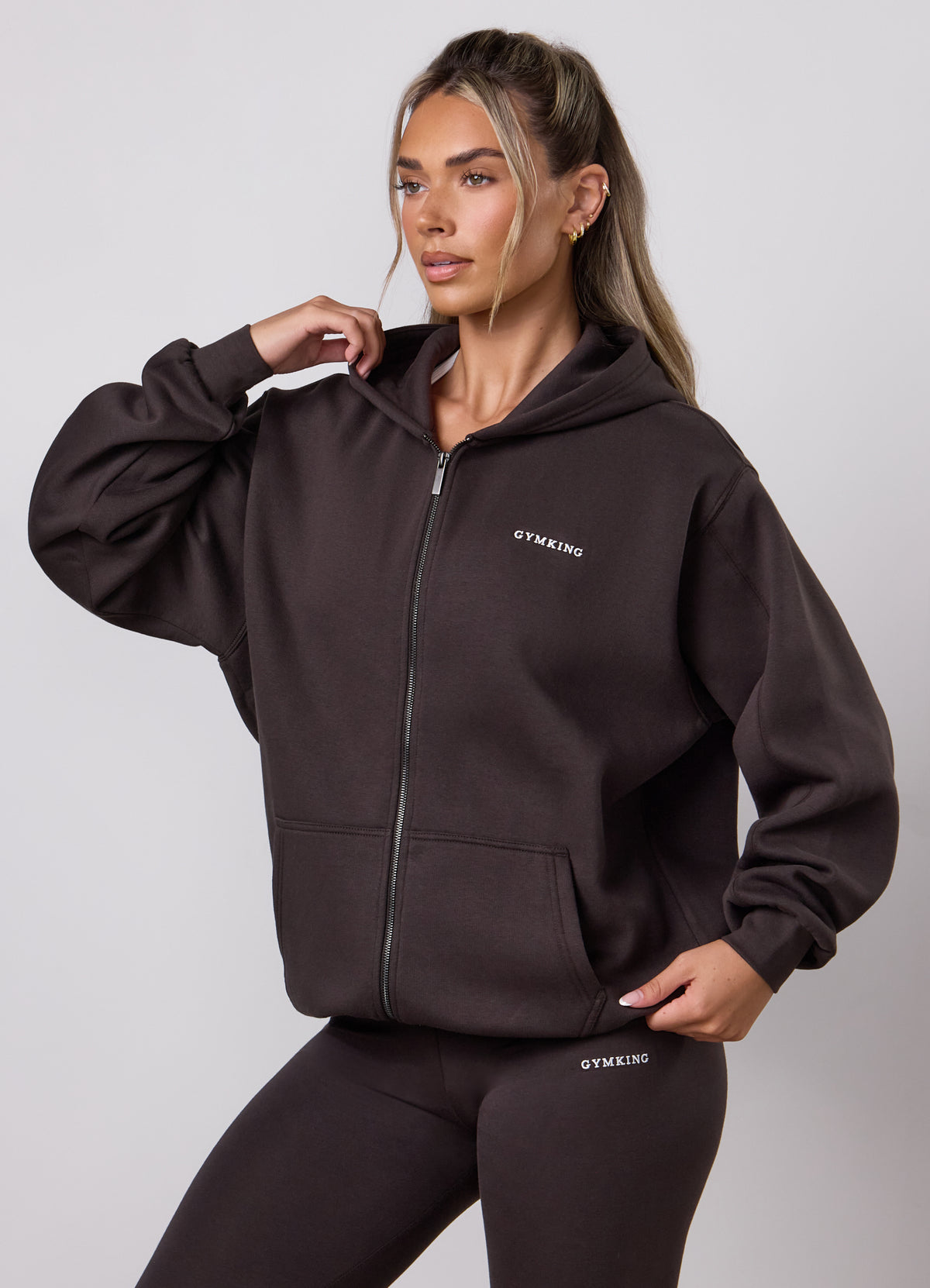Gym King 365 Full Zip Hoodie - Umber Brown