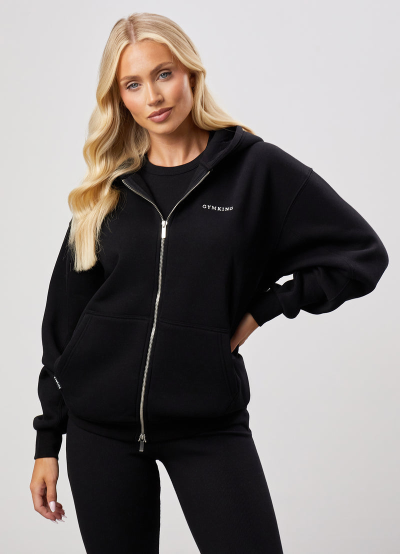 Gym King 365 Oversized Zip Up Hoodie - Black