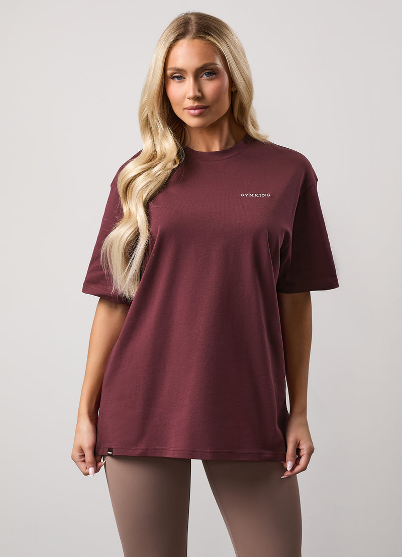 Gym King 365 Jersey Boyfriend Tee - Burgundy