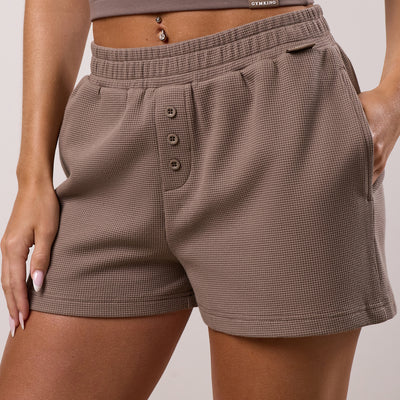 Gym King Waffle Mid Rise Shorts - Truffle