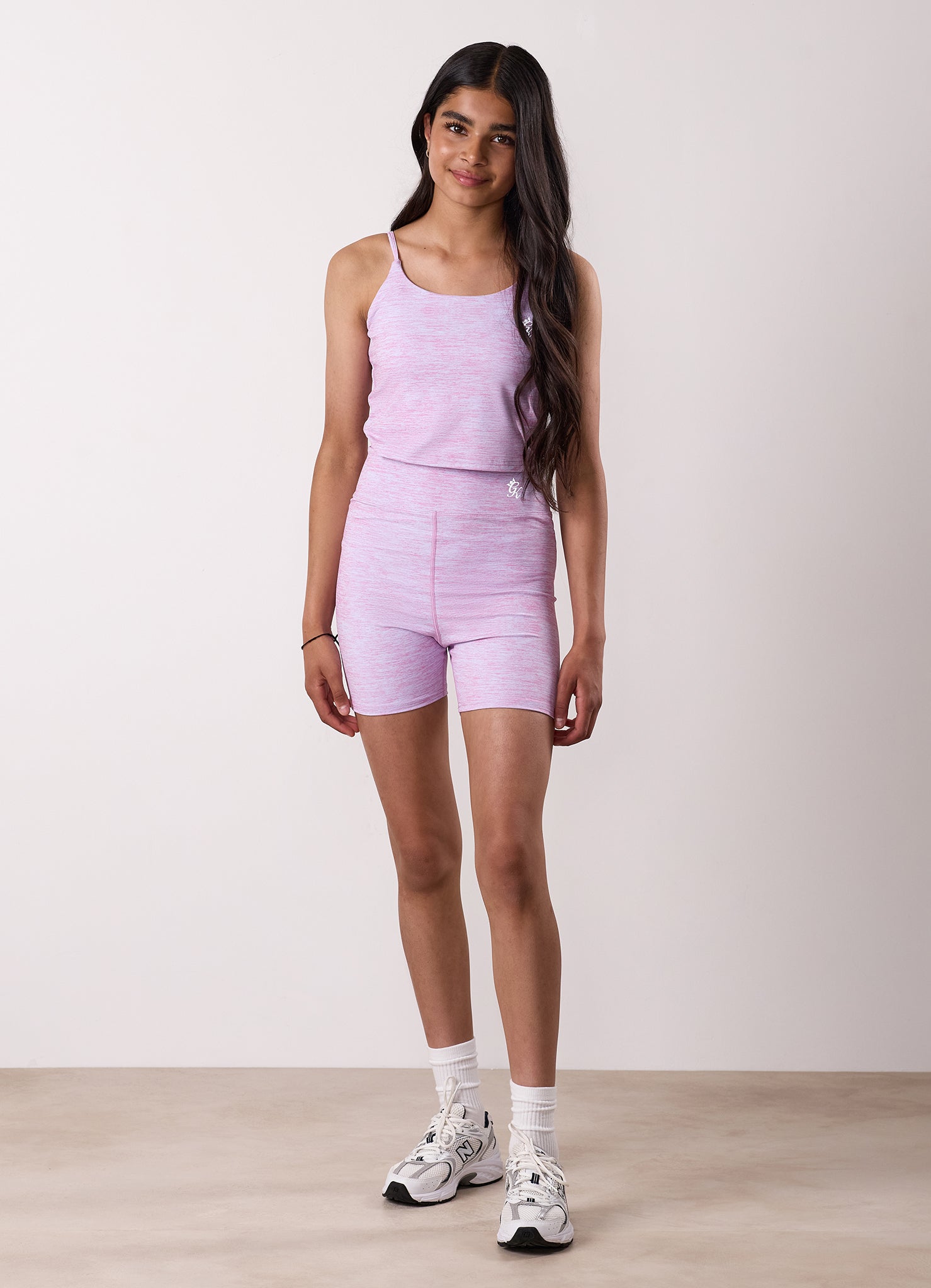 Gym King Kids 365 Long Line Tank - Hydrangea Blue/Bubblegum Pink Grindle