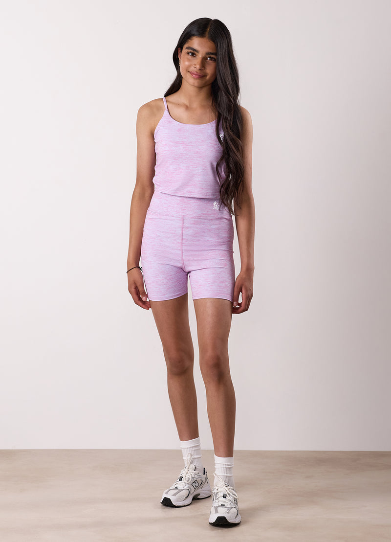 Gym King Kids 365 Long Line Tank - Hydrangea Blue/Bubblegum Pink Grindle