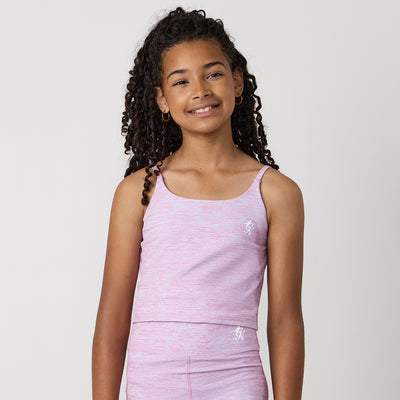 Gym King Older Kids 365 Long Line Tank - Hydrangea Blue/Bubblegum Pink Grindle