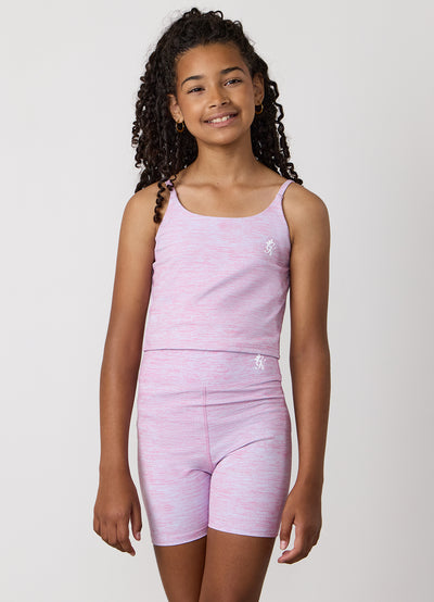 Gym King Kids 365 Long Line Tank - Hydrangea Blue / Bubblegum Pink Grindle