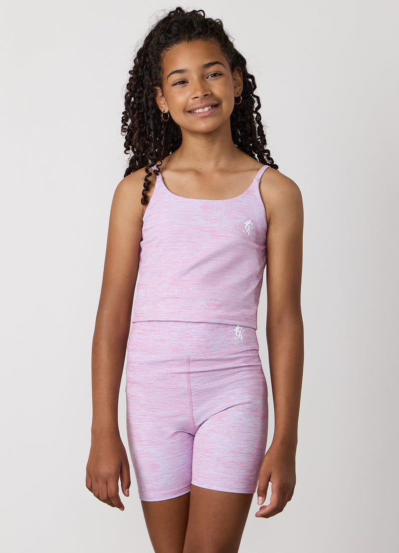 Gym King Kids 365 Long Line Tank - Hydrangea Blue / Bubblegum Pink Grindle