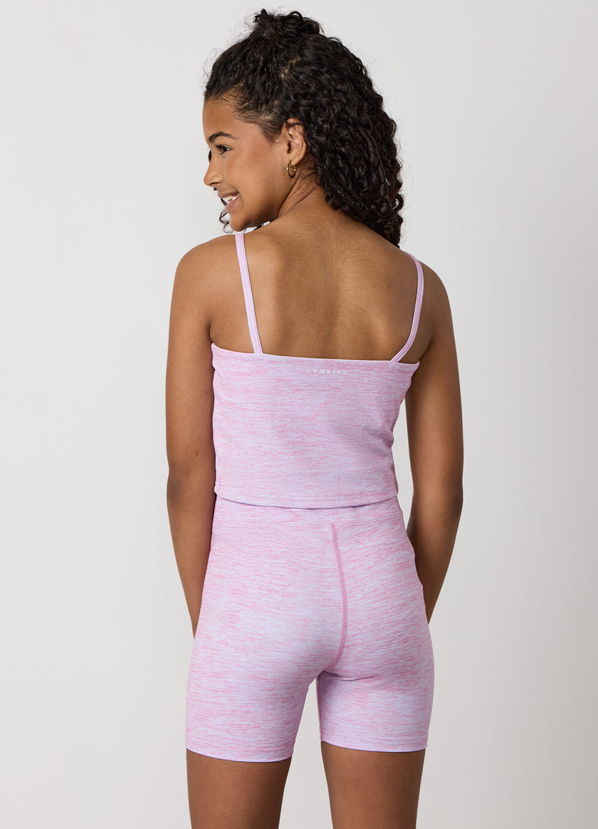 Gym King Kids 365 Long Line Tank - Hydrangea Blue / Bubblegum Pink Grindle