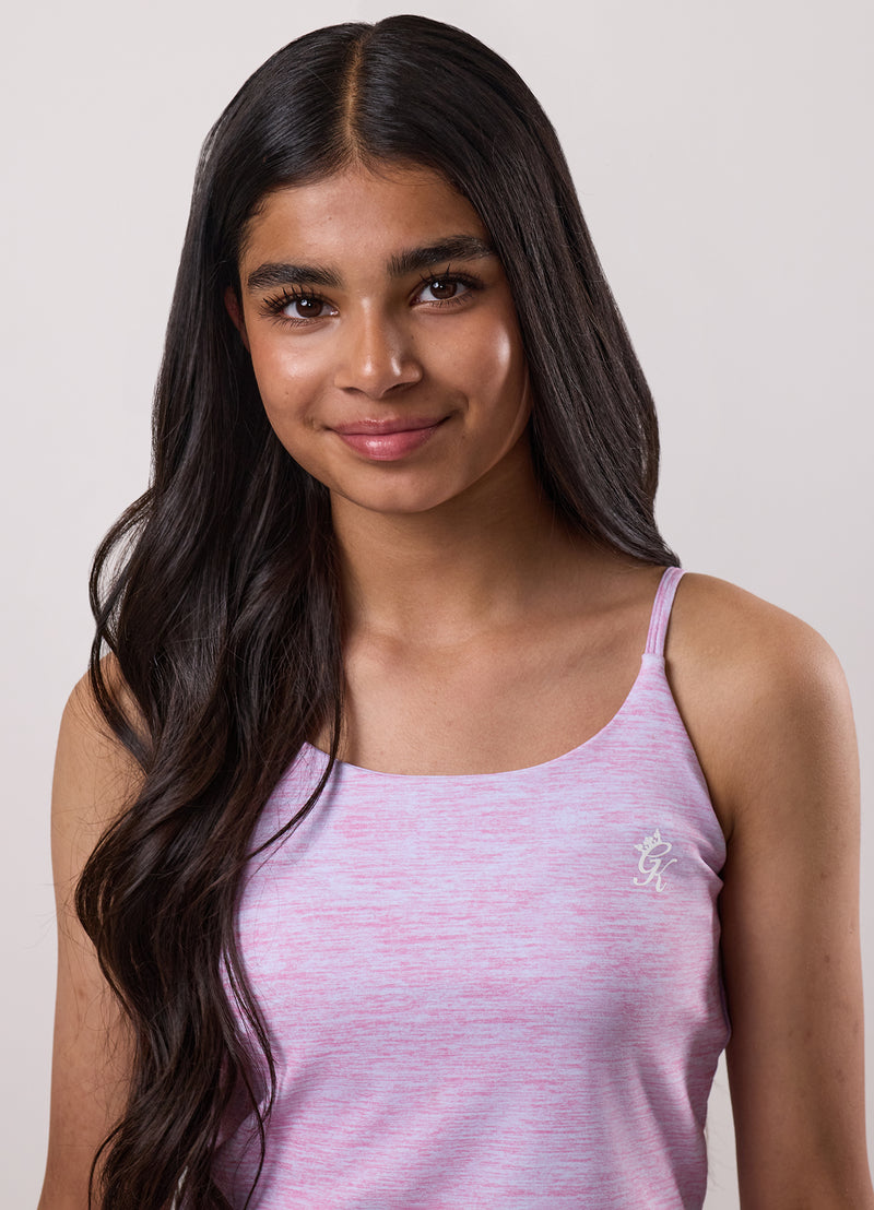 Gym King Kids 365 Long Line Tank - Hydrangea Blue/Bubblegum Pink Grindle