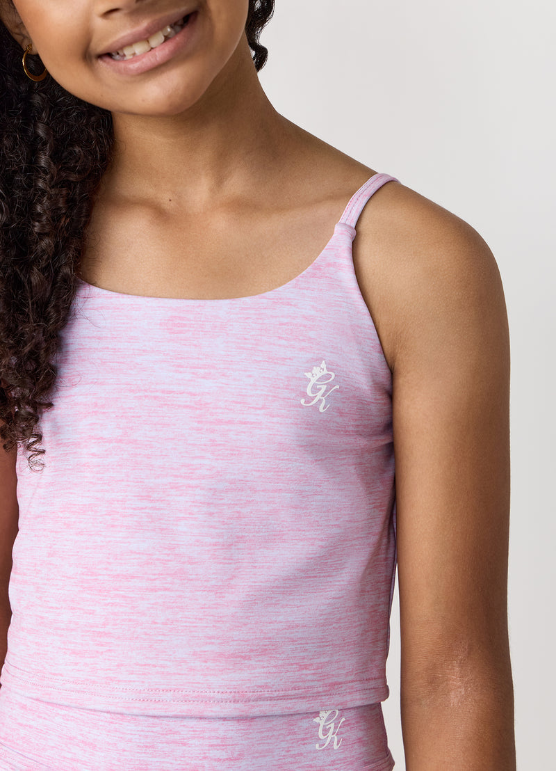 Gym King Kids 365 Long Line Tank - Hydrangea Blue / Bubblegum Pink Grindle