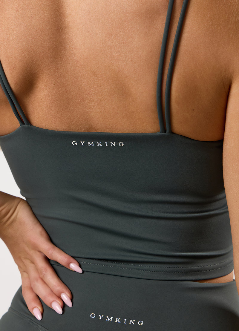 Gym King 365 Long Line Tank - Green Smoke