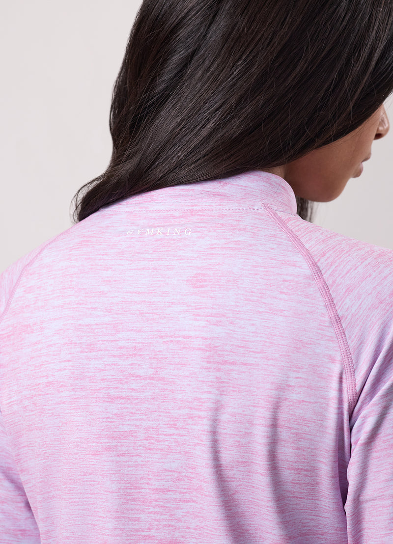 Gym King Kids 365 Long Sleeve Full Zip Funnel - Hydrangea Blue / Bubblegum Pink Grindle