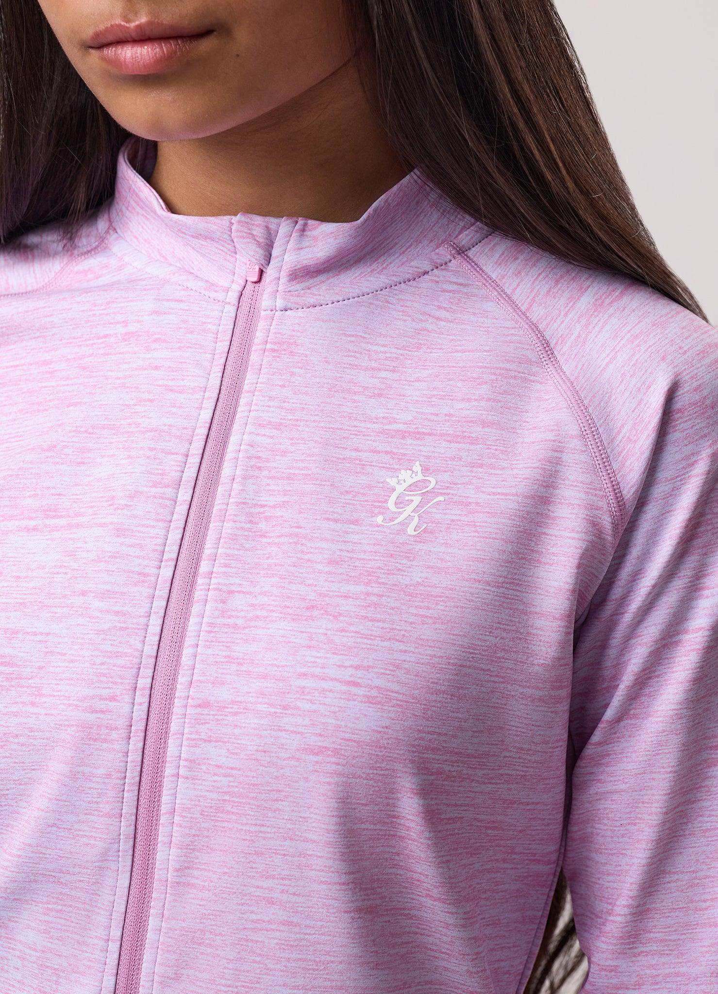 Gym King Kids 365 Long Sleeve Full Zip Funnel - Hydrangea Blue / Bubblegum Pink Grindle