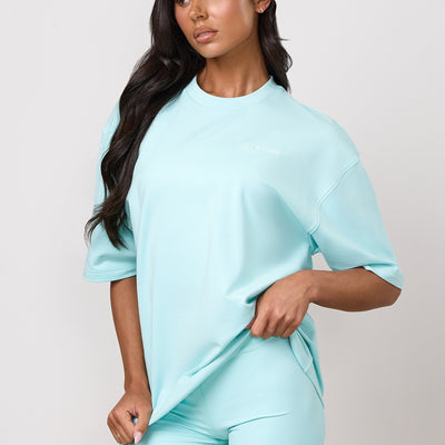 Gym King 365 Micro Loopback Boxy Tee - Pale Turquoise