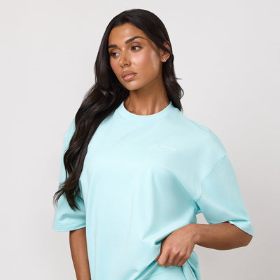 Gym King 365 Micro Loopback Boxy Tee - Pale Turquoise
