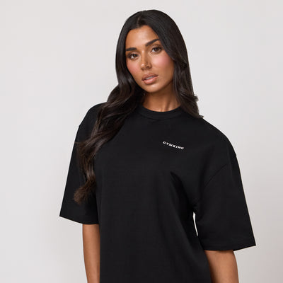 Gym King 365 Micro Loopback Boxy Tee - Black