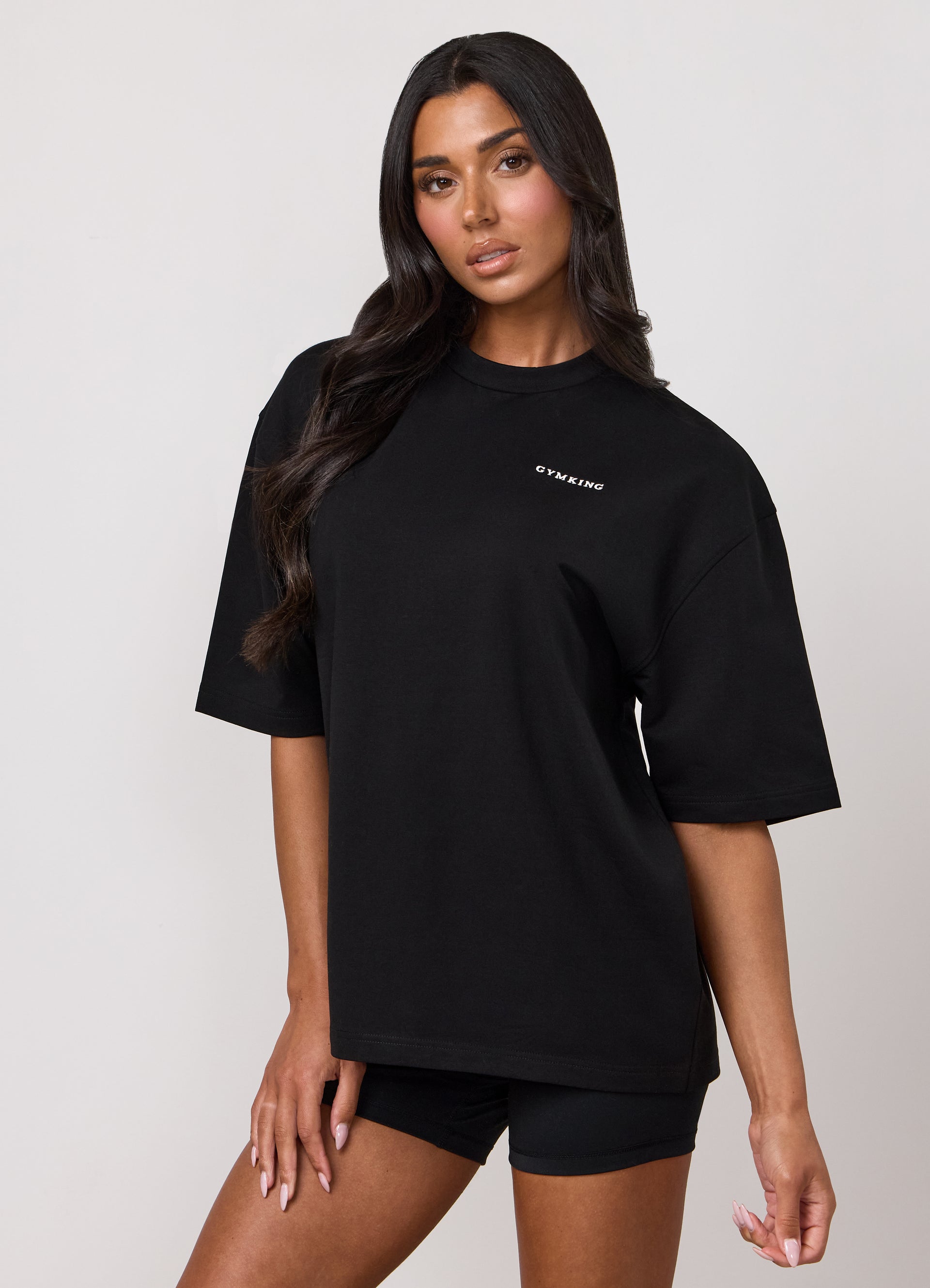 Gym King 365 Micro Loopback Boxy Tee - Black