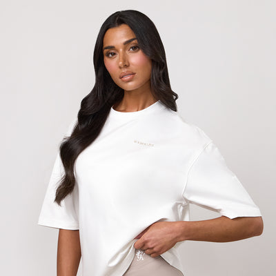 Gym King 365 Micro Loopback Boxy Tee - Cream