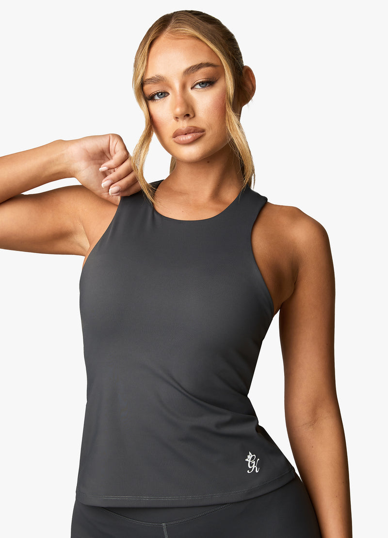 Gym King 365 Long Line Racer Tank - Oyster Grey