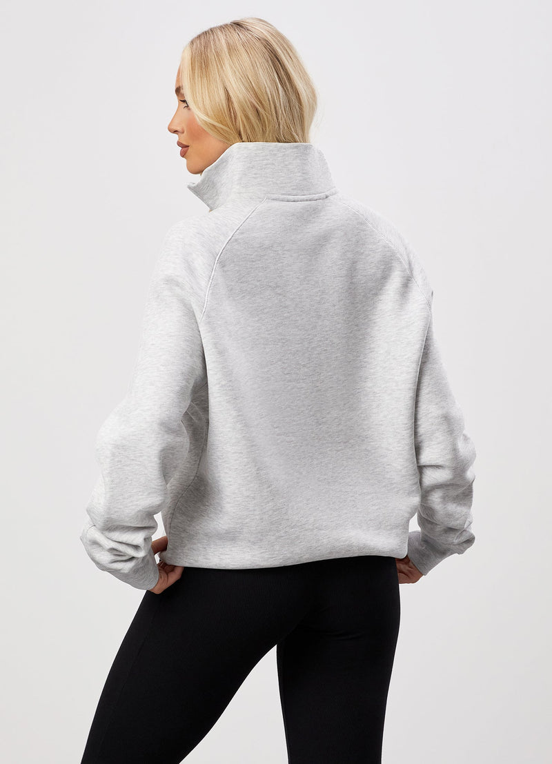 Gym King 365 Raglan Sleeve Funnel Tracksuit - Snow Marl