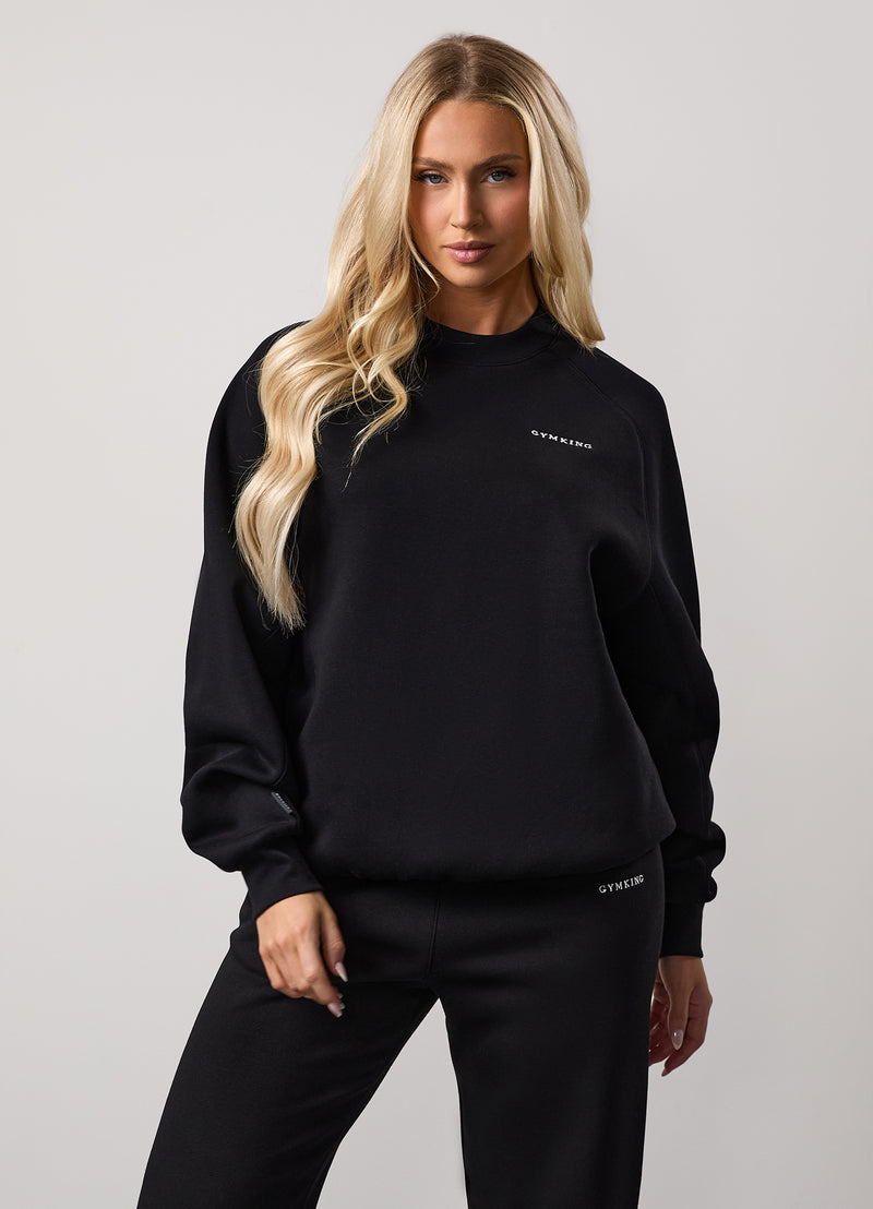 Gym King 365 Raglan Sleeve Crew Tracksuit - Black