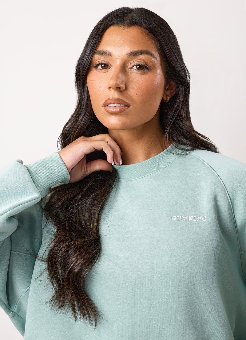 Gym King 365 Raglan Sleeve Crew - Green Mist
