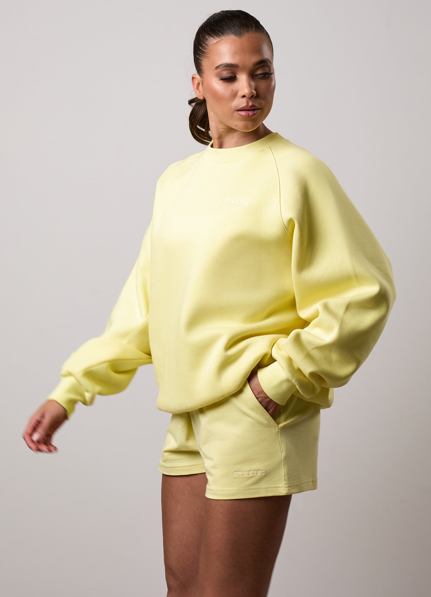 Gym King 365 Raglan Sleeve Crew and Shorts - Sherbet Lemon
