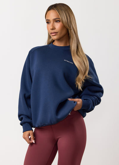 Gym King 365 Raglan Sleeve Crew - Rich Blue