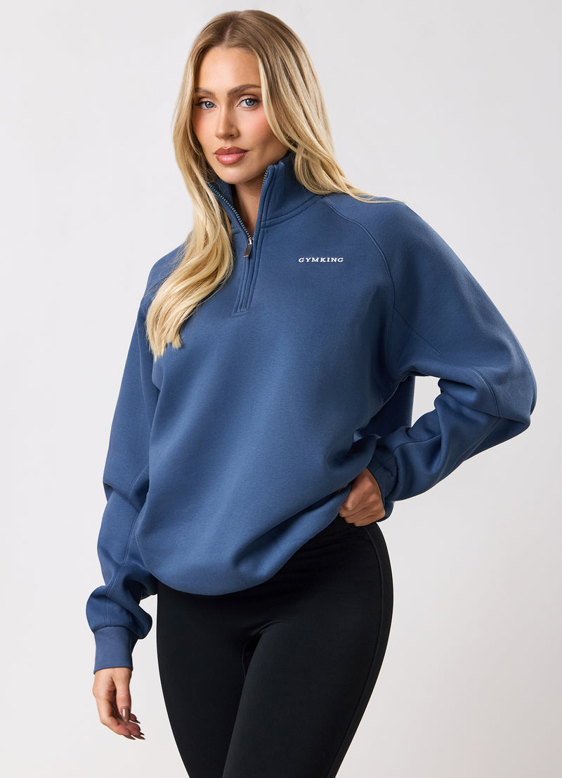 Gym King 365 Raglan Sleeve Fleece Funnel - Slate Blue