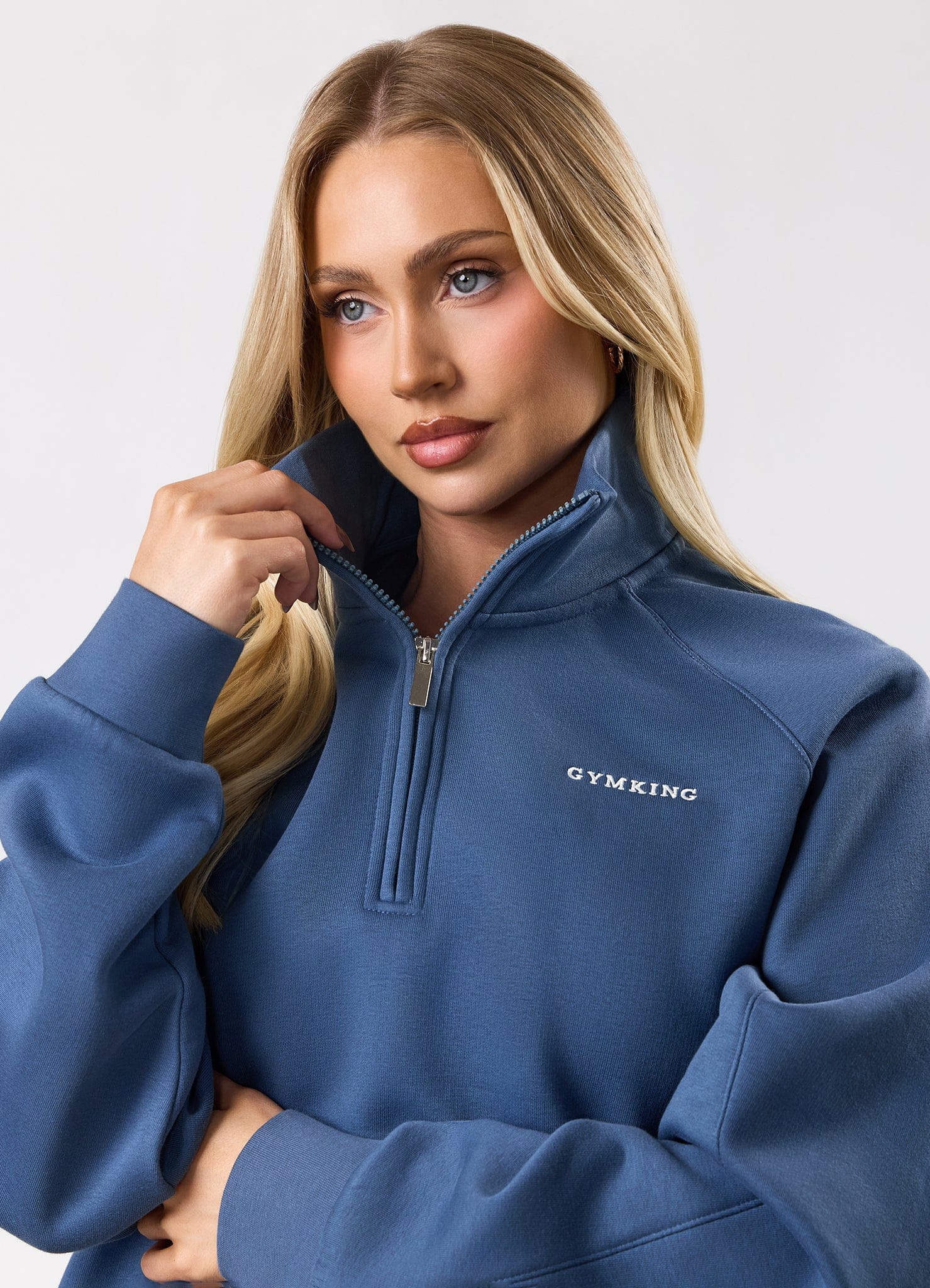 Gym King 365 Raglan Sleeve Fleece Funnel - Slate Blue