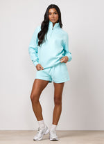 Gym King 365 Fleece 1/4 Zip Funnel and Shorts - Pale Turquoise thumbnail