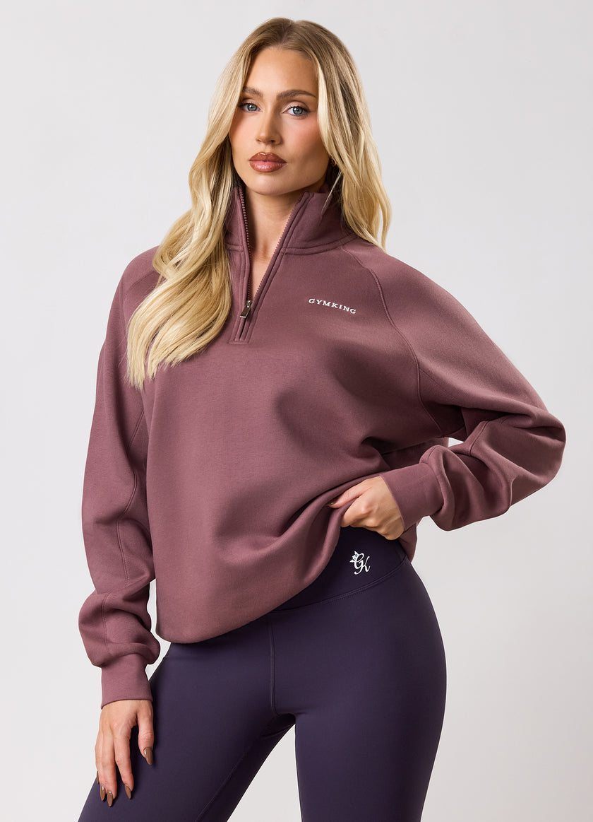 Gym King 365 Raglan Sleeve Fleece Funnel - Brown Plum