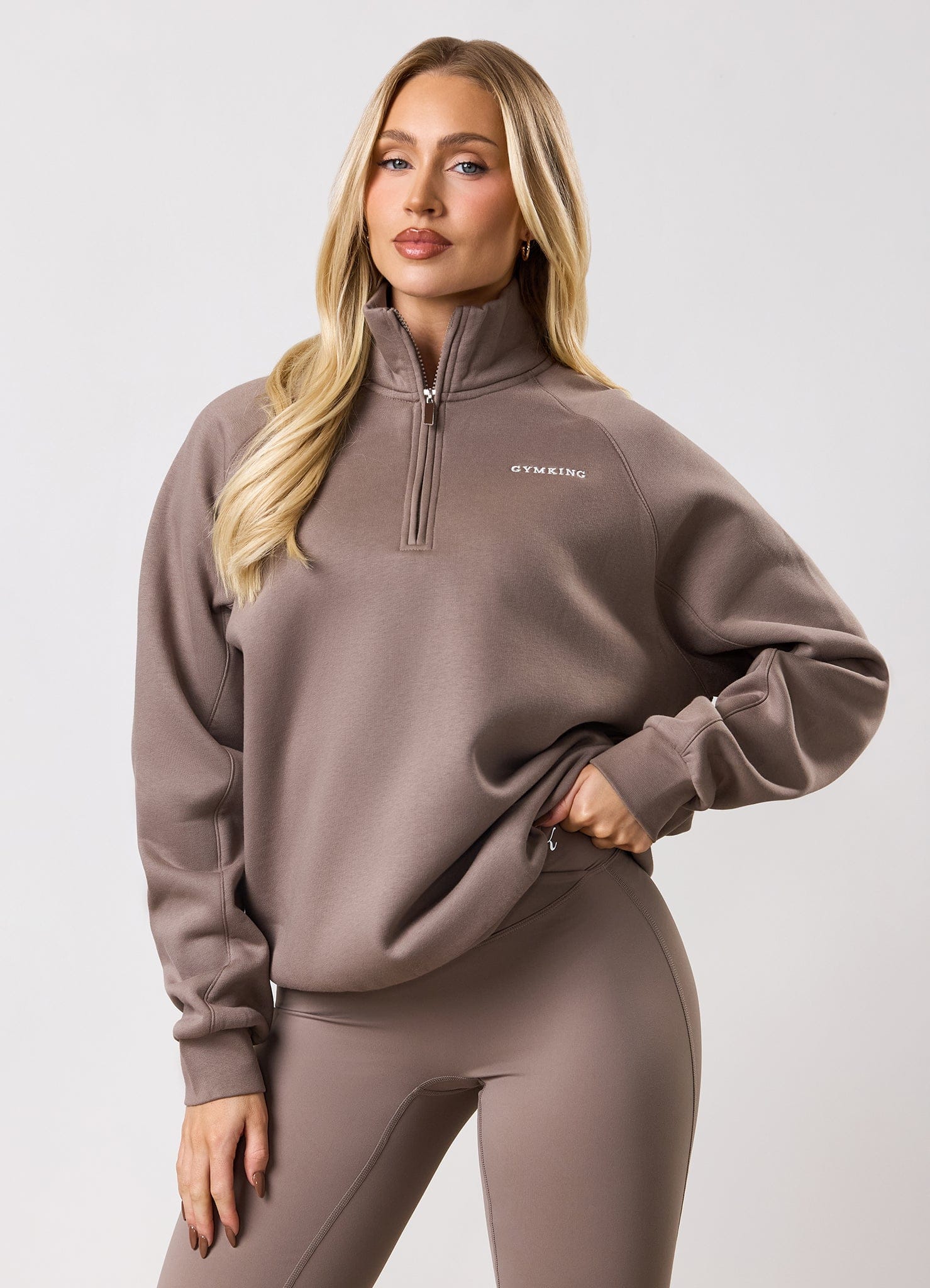 Gym King 365 Raglan Sleeve Fleece Funnel - Truffle